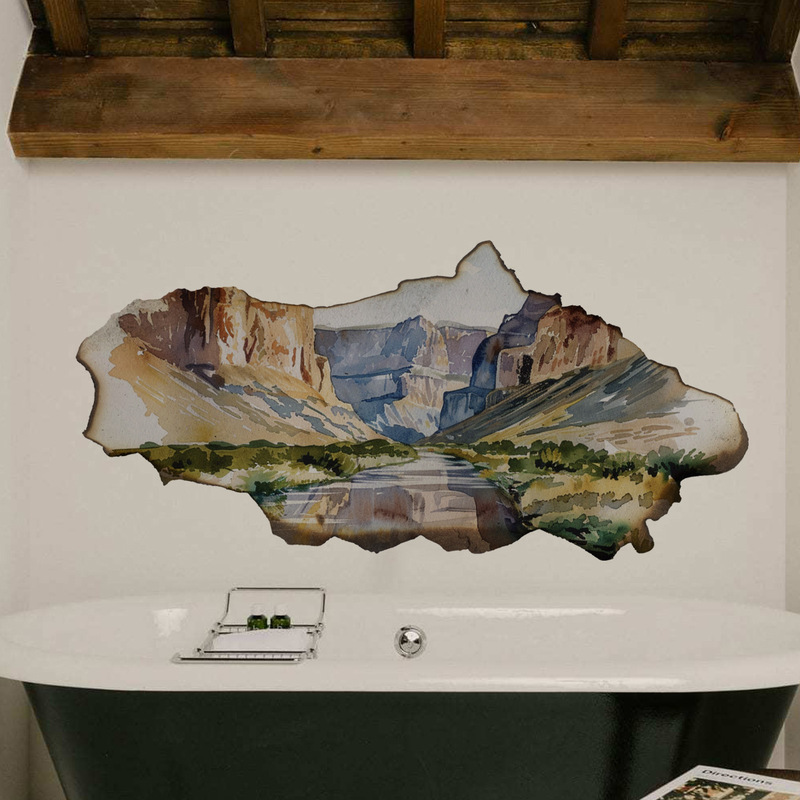 B18533 New 3D Wall-Breaking Scenery Bathroom Bathtub Kidsren's Room Living Room Bedroom Background Self-Adhesive Wall Sticker