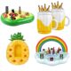 Cross-border PVC inflatable floating water beverage large ice plate cooler swimming pool party fruit ice bar coaster