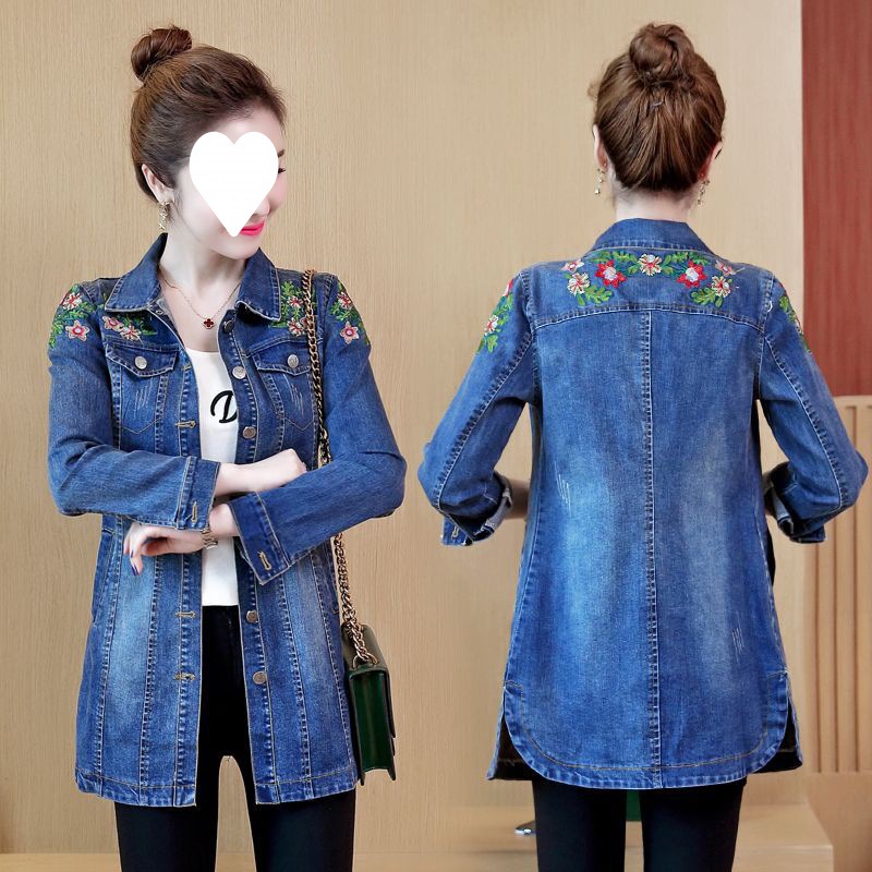 1933 # 수 놓은 중간 길이 [파란색]]