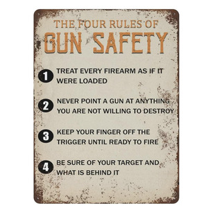 The Four Rules of Gun Safety Four Rules of Gun Safety Tin Painting American Retro