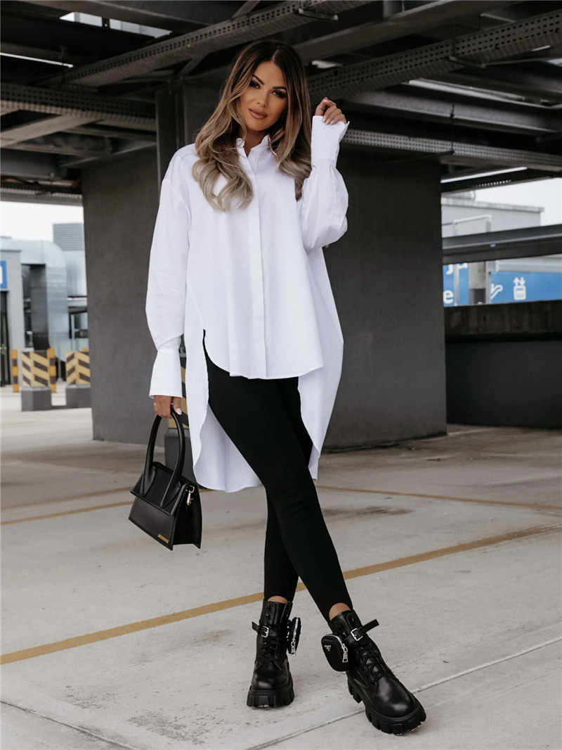 182g Weight Long Sleeve Sleeve Length Single Breasted Placket Type Regular Sleeve Sleeve Type Cotton Fabric Type Long Top Length Blouse Tops Type Daily Occasion Turndown Neckline Breathable Function Loose Fit Type Solid Color Pattern Summer, Spring, Autumn Season Women'S Gender Patchwork Design Fashion Style Wholesale Women'S Fashion Solid Color Long Sleeve Patchwork Blouses 15