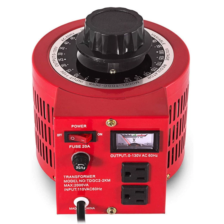 TDGC2-2KM красный трансформатор регулятора напряжения стандарта США 2000 ВА вход 110 В выход 0-130 В
