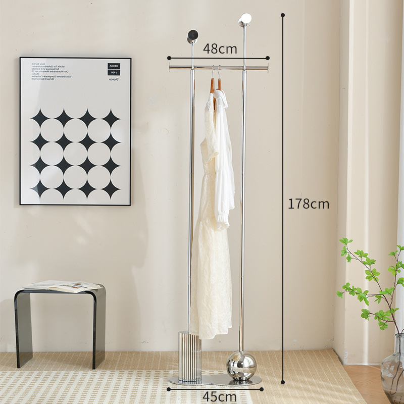 Perchero creativo de acero inoxidable, dormitorio de piso, lujo ligero, estante para bolsas de celebridades de Internet de un solo poste, sala de estar, percha de alta gama para el hogar