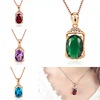 Golden tourmaline ruby pendant, trend gemstone, necklace, Korean style, 18 carat, pink gold