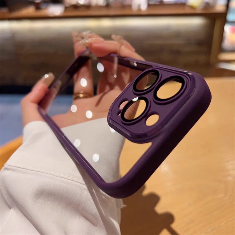 For Apple 15promax mobile phone case comes with lens film iPhone14 dust net anti-slip protective cover 13