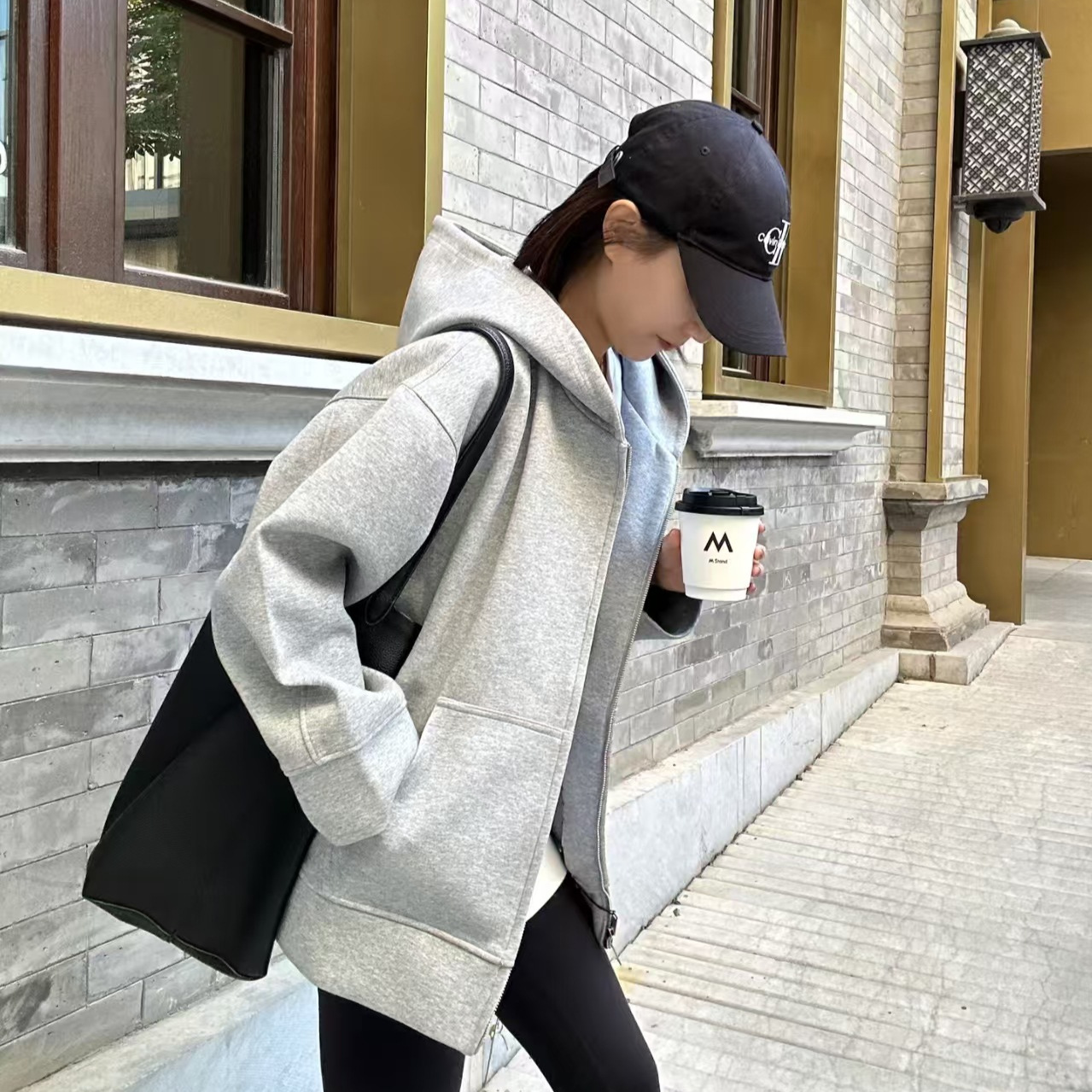 아우터 맨투맨 여성 후드 2026 신상 한국 스타일 루즈핏 레이지 포켓 가디건 기모 레이지 상의 가을