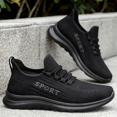 Men's Shoes 2024 Spring New Model Import & Export Men's Shoes Wholesale Polyurethane Flyknit Single Shoes Casual Breathable Sports Shoes for Men