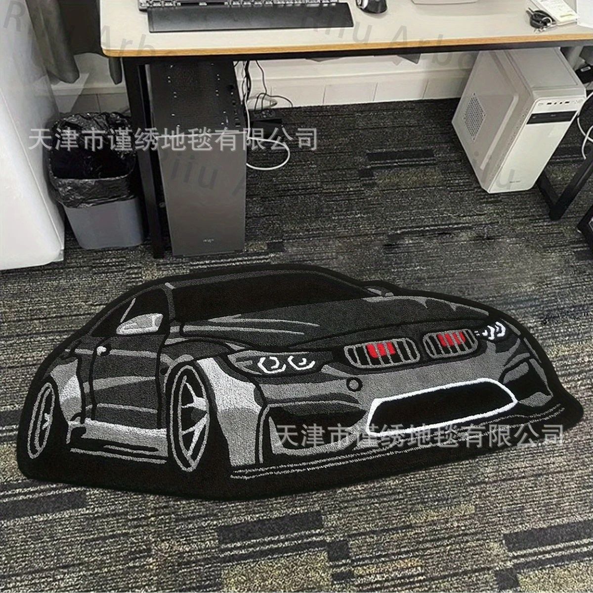 Cross-Border Cool Car Imitation Cashmere Floor Mats, Car Fan Decoration, Non-Slip Foot Mats, Easy-Care Entryway Doormats