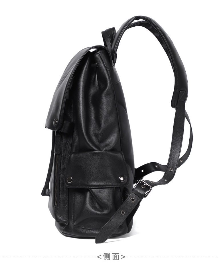 Ba lô da bò thật cho nam, kiểu dáng thời trang, đựng laptop 14 inch, dung tích 36–55L — Màu đen chi tiết 16