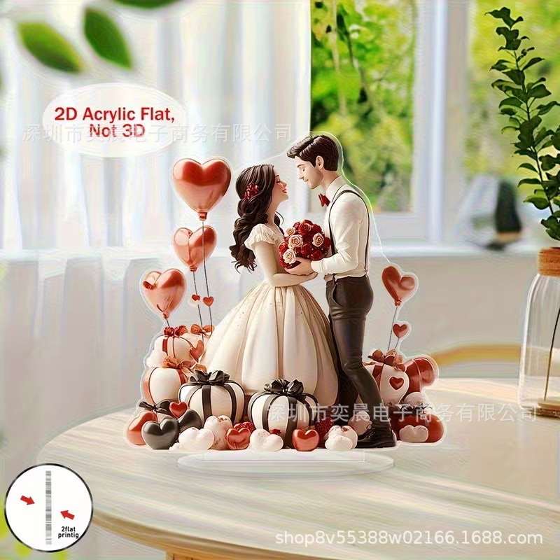 Colgante transfronterizo nuevo producto creativo romántico boda acrílico decoración plana para el hogar decoración de la sala de estar del dormitorio Día de San Valentín