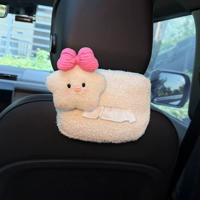 Car tissue box/set Tissue Box, Car Armrest - bow-tied-piggy-headrest-tissue-bag