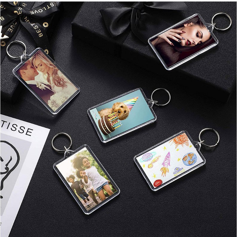 Cross-Border Acrylic Photo Frame Keychain Photo Pendant DIY Creative Empty Shell Transparent Key Ring Creative Gift