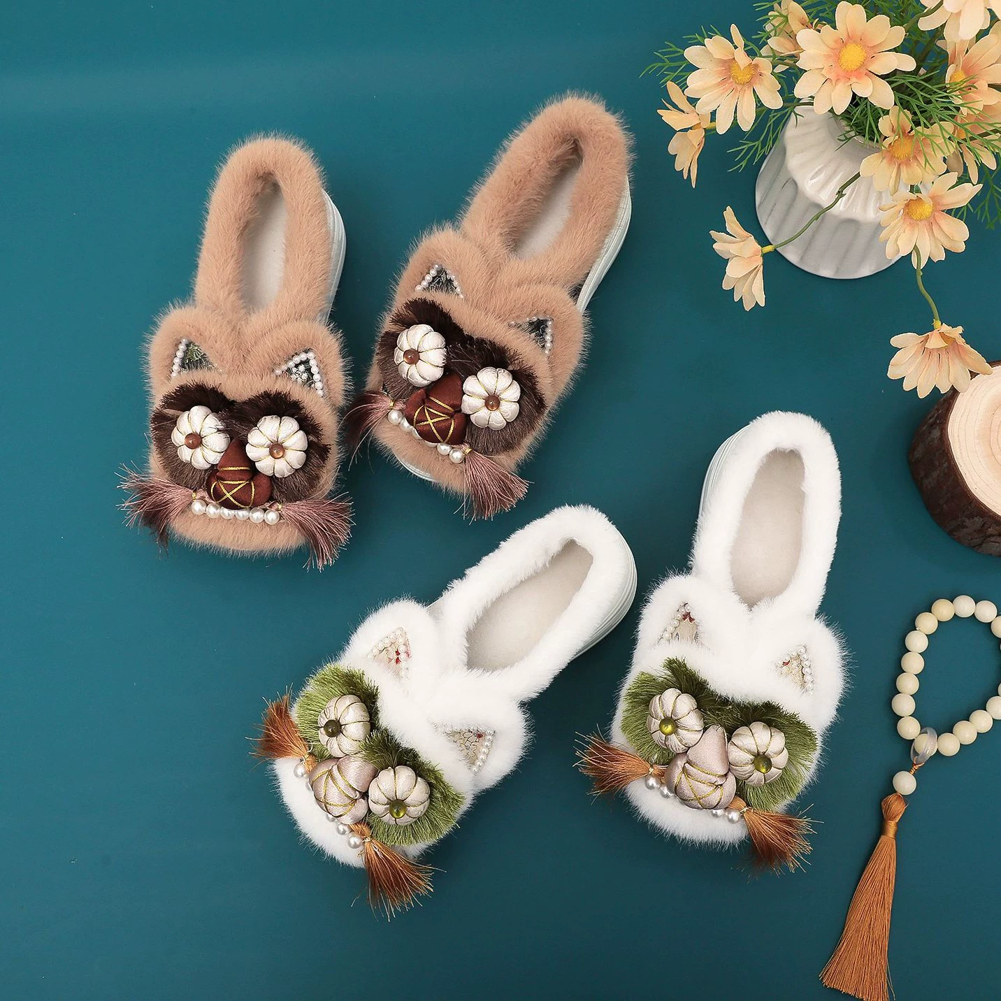 060-3 Хлопковые туфли с толстой тигровой головкой