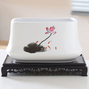 Wholesale rectangular flowerpot ceramic with tray large fleshy flowerpot household square strip cross-border a generation of hair