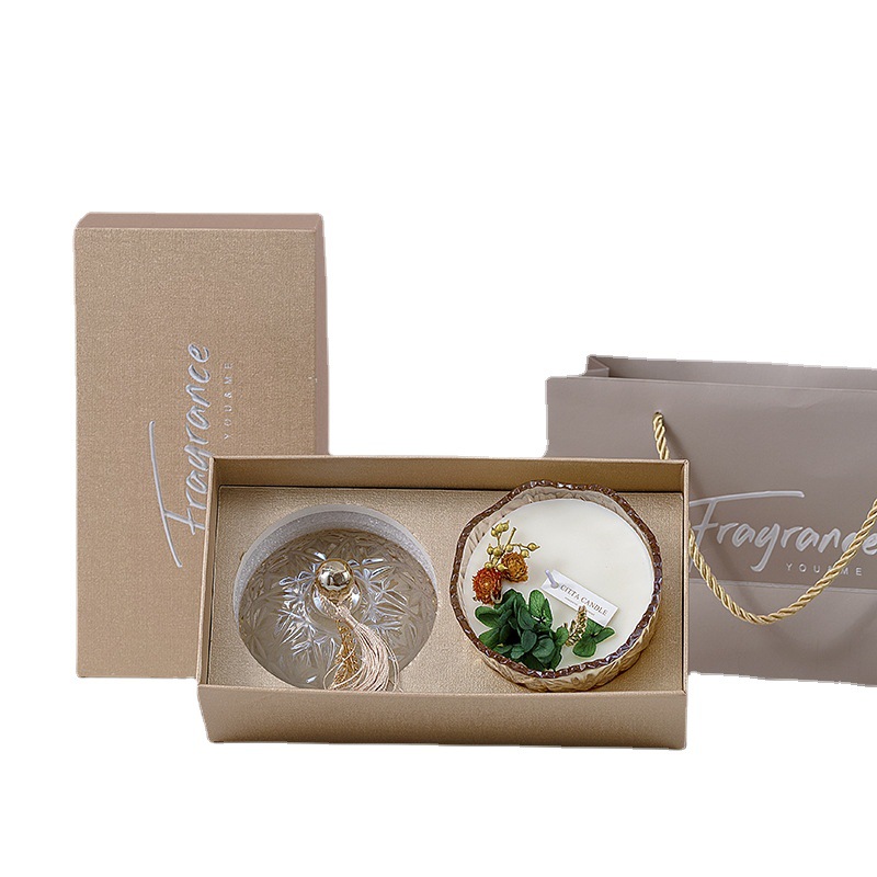 Velas de cera de incienso de vidrio de ámbar cera de decoración navideña adornos flores secas velas perfumadas decoración del hogar