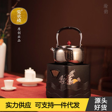 台灣鶯歌燒電陶爐四方日出紋電爐鐵壺銀壺超靜音迷你茶爐燒水爐