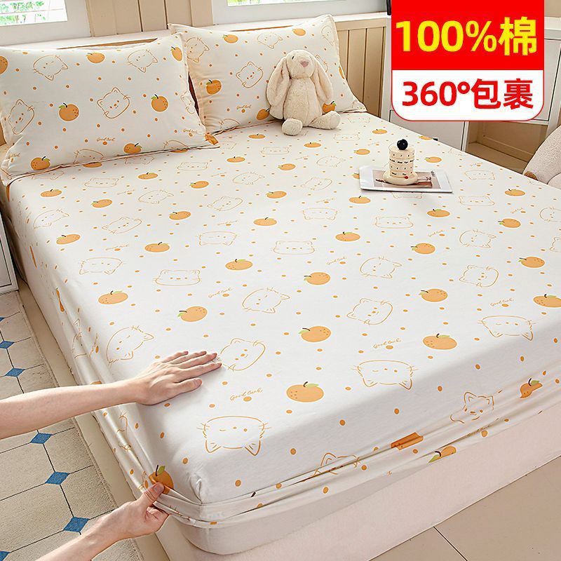 100% algodón cama de cama de algodón una sola pieza cubierta de cama casera todo incluido colchón antideslizante cubierta de cama nuevo tipo