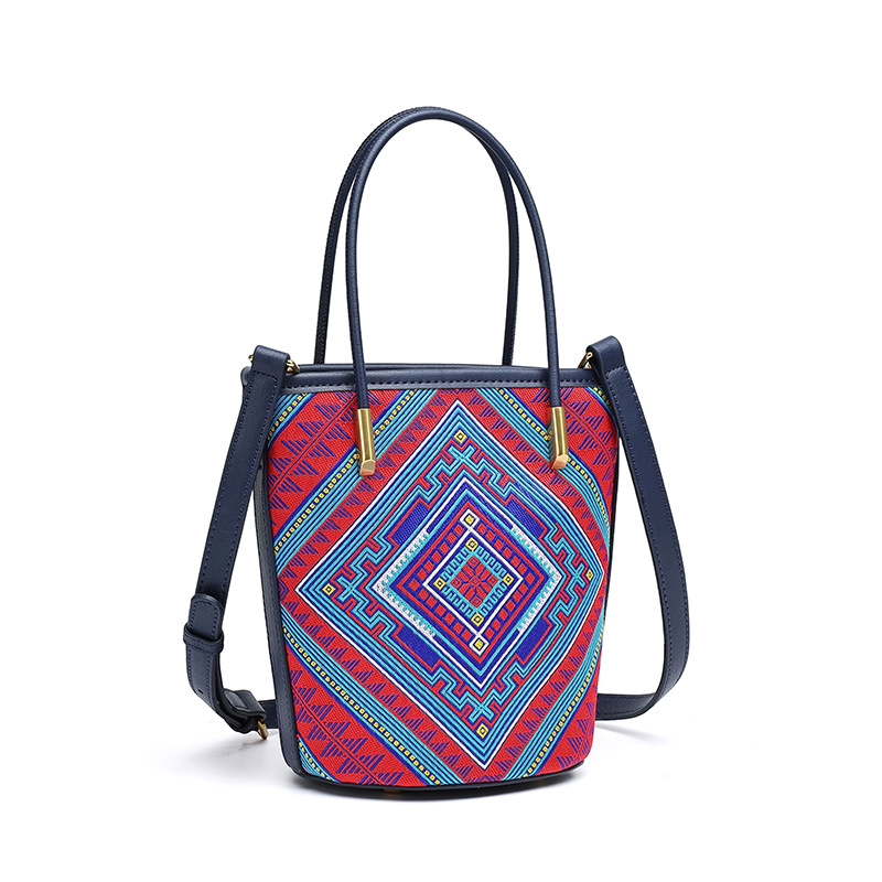 Guangxi Zhuang brocade bucket bag, high-end handbag, new Chinese style small tote bag, shoulder bag, crossbody bag, Song brocade bag