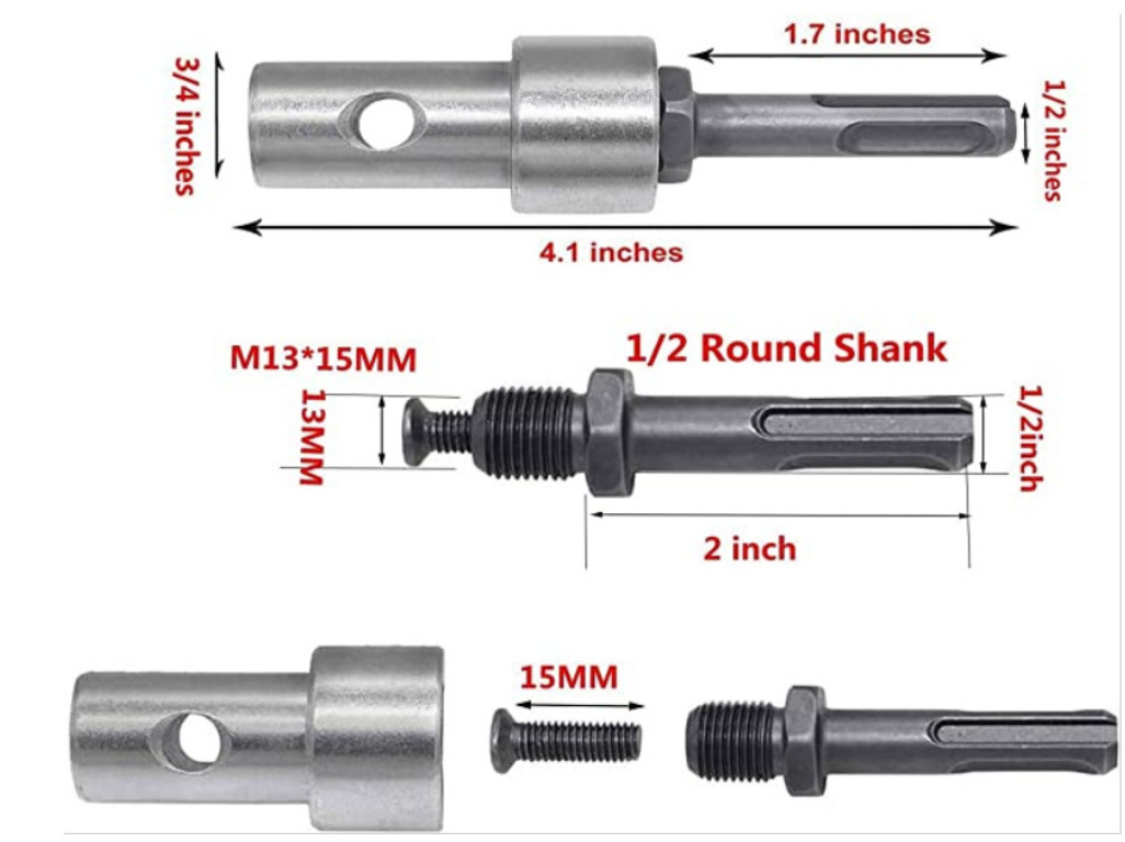 Drill chuck adapter, four-square, four-dimples, round handle, two-dimples, two-slots, hammer drill impact drill, water drill garden drill adapter