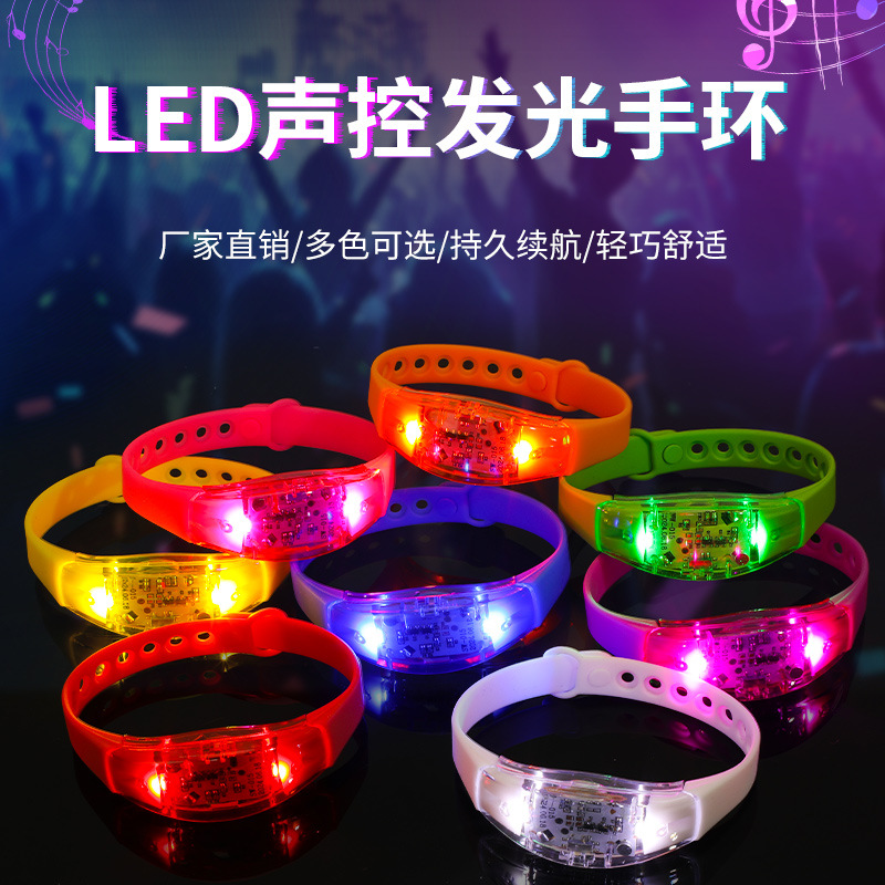 Pulsera luminosa de silicona led al por mayor, barra de música, concierto de vítores, pulsera luminosa multicolor, apoyo