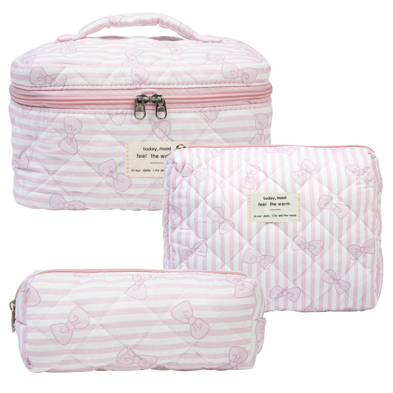 Bolsos de maquillaje portátiles de gran capacidad, pequeñas flores trituradas, acolchados portátiles, algodón, flores encantadoras, estudiantes viajeros