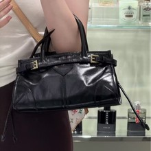 2025新款P家机车包复古油蜡皮腋下包高级感大容量手提单肩包包女