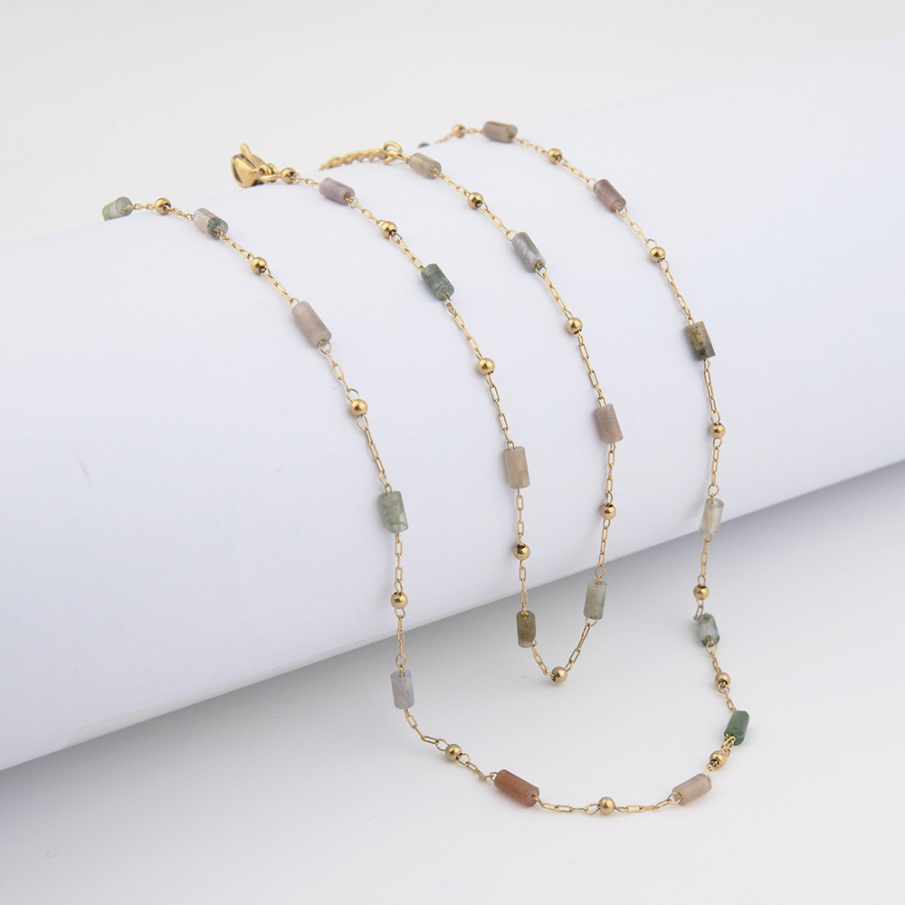 Neues Armband mit Steinperlen, kleine frische Halskette, vielseitig und hochwertig, Kragenkette im Instagram-Stil in Kontrastfarbe_voghion.com