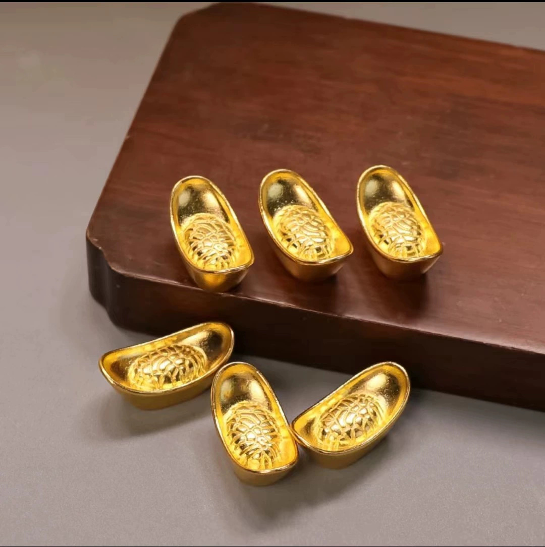 仿黄铜创意家居摆件合金实心小元宝压缸装饰镀金精美合金元宝批发