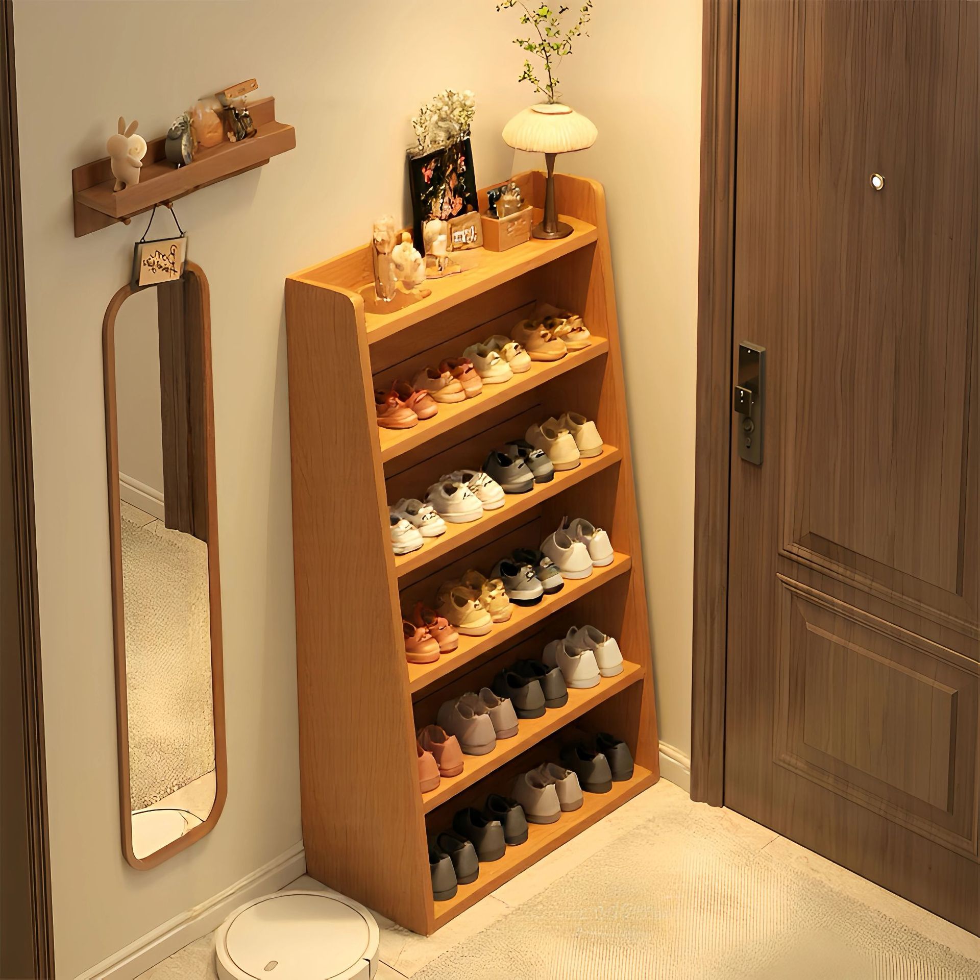Estante de zapatos doméstico multicapa puerta pequeña estrecha de alquiler dormitorio 2026 nuevo hermoso gabinete de zapatos de gran capacidad