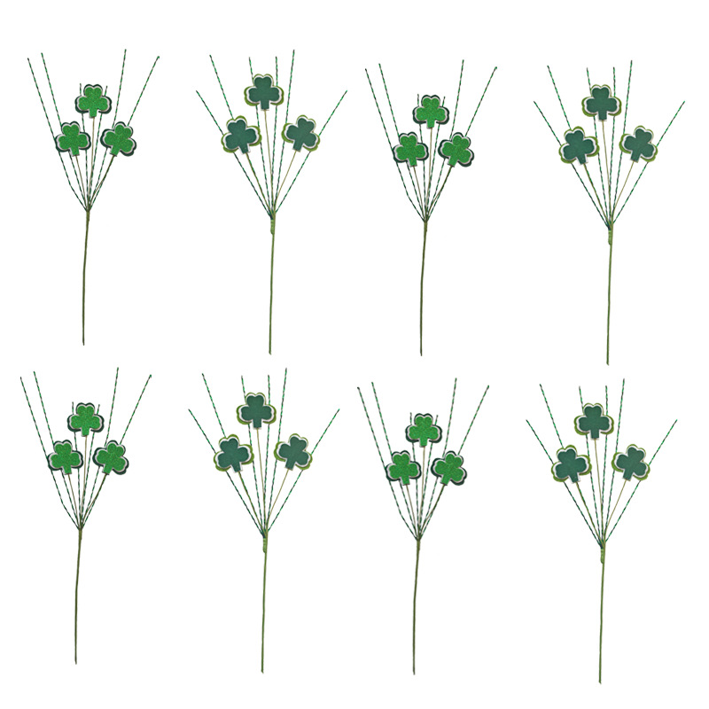 Nuevos productos transfronterizos del día de Irlanda simulación de grasa afortunada trébol fieltro ramas decoraciones festivas de San Patricio