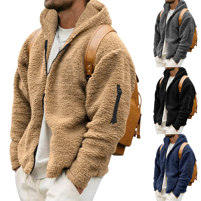 Men's Hooded Jacket Double Sided Arctic Velvet Warm Autumn Winter_voghion.com