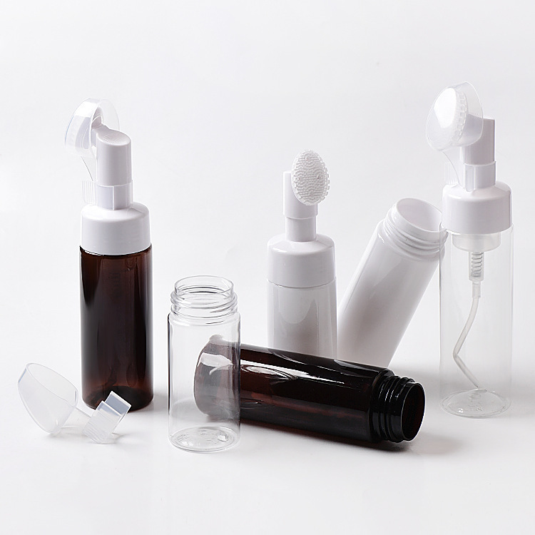 100ml 150ml 200mlミリリットルPET洗顔ムース瓶ブラシ付き発泡瓶洗顔料泡立て空瓶|undefined