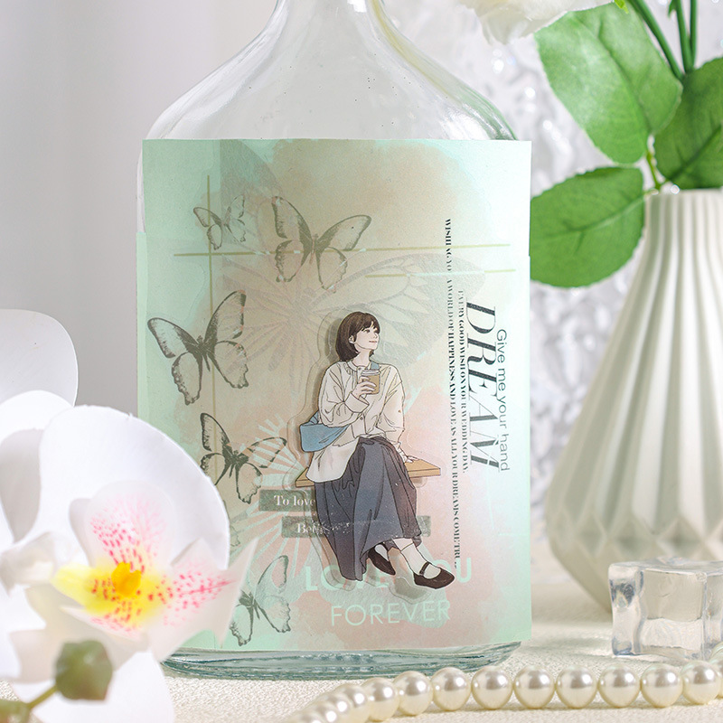 Tinta ligera humo superficie impermeable pet pegatinas diy diario pegatinas transfronterizas frescas y elegantes pegatinas decorativas