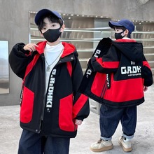 男童秋冬装加绒外套2025新款男孩冬季加厚棉衣大童派克服一件代发