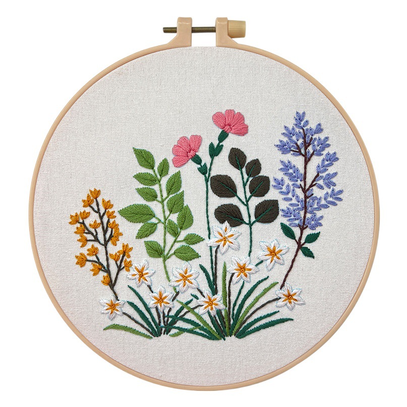 Lu Xiu estilo europeo flor y hierba colgando pintura traje hecho a mano DIY bordado material paquete decorativo pintura Amazon bolsa de práctica de inglés