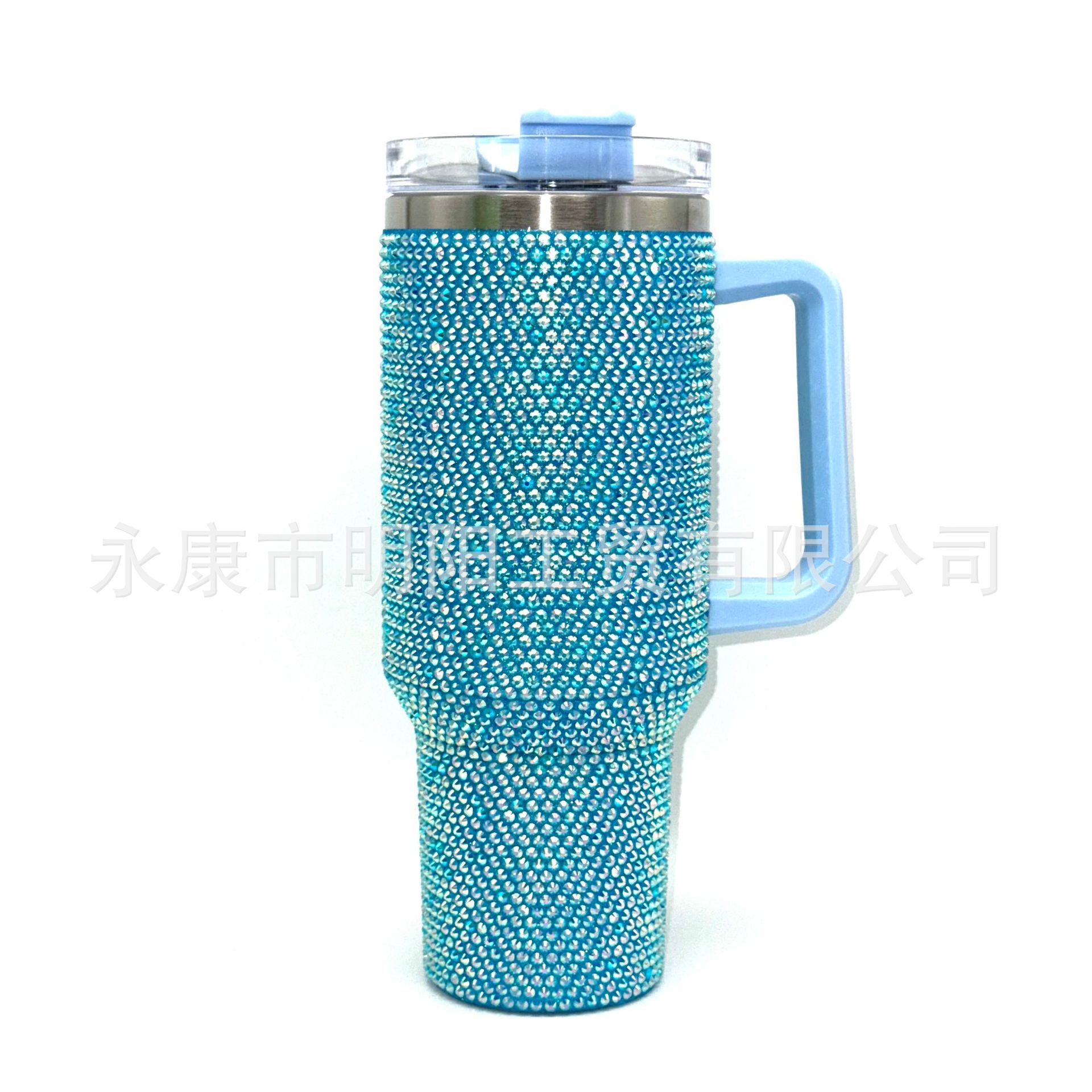 Taladro pegado nuevo mango transfronterizo de 40oz taza de coche con mango taza de hielo de gran capacidad taza de paja de vacío agua de coche