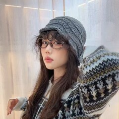批发25年早秋新款针织毛线帽子女显脸小防晒遮阳帽盆帽冷帽女时尚