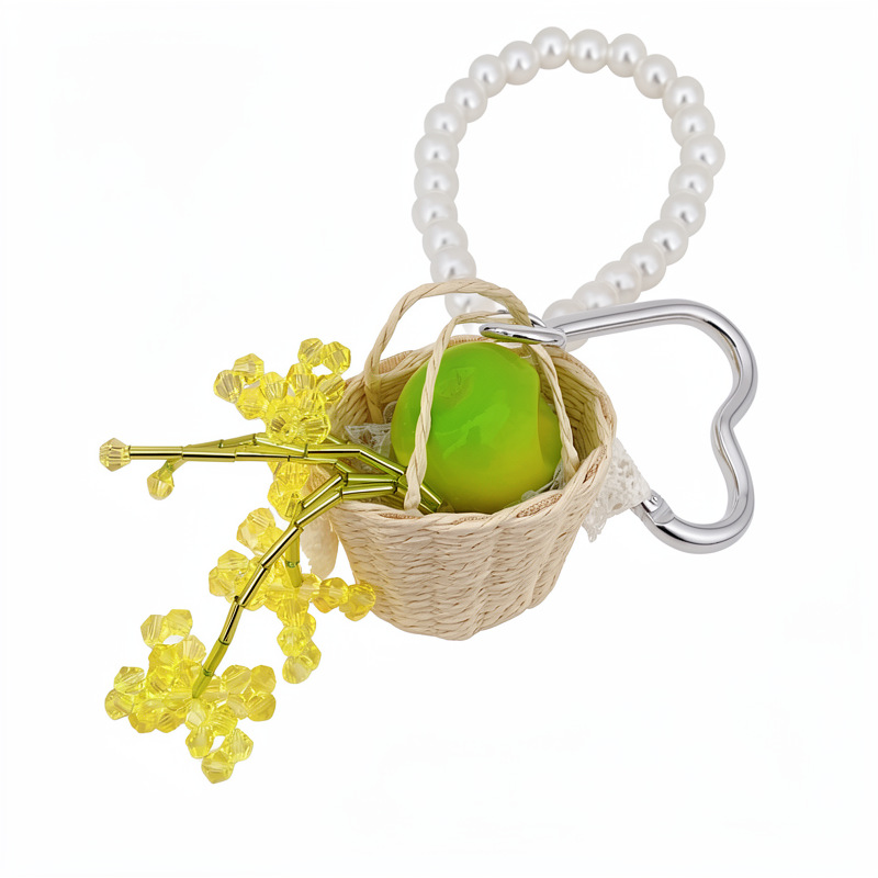 Perlas cuentas de vidrio manzana encaje trenzado canasta colgante simple moda colgante de llaver