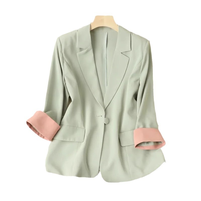 Women's Clothing three quarter sleeve casual suit jacket thin style temperament small suit_voghion.com