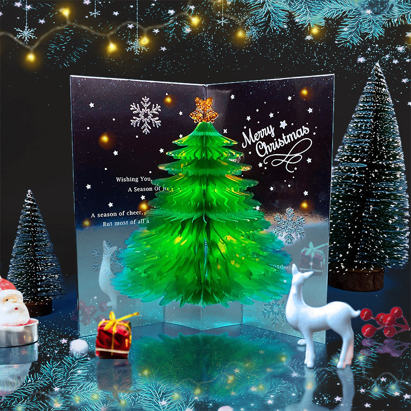 Christmas greeting card three-dimensional flash Christmas tree high-end wholesale Christmas greeting card 2022 creative gifts