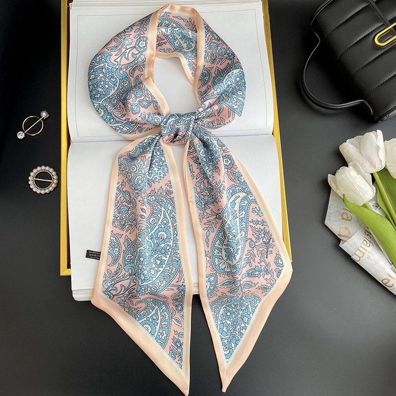 Bufanda larga pequeña para mujer primavera y verano nuevo impreso moda todo partido corbata de pelo bolsa bufanda decorativa cinta banda de pelo