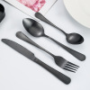 Cross -border stainless steel knife fork spoon 1010 tableware plated black titanium sand light bull buckle knife fork spoon western tableware set