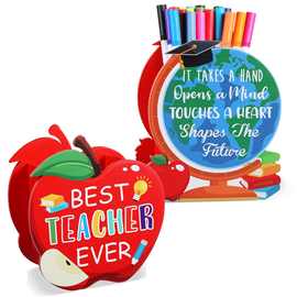 木制苹果造型笔筒多用途铅笔钢笔办公用品笔座教师节礼物笔筒笔插