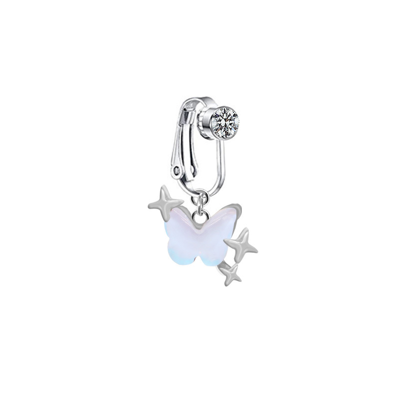 Dazzling Butterfly Belly Button Ring Non Piercing Clip On_voghion.com