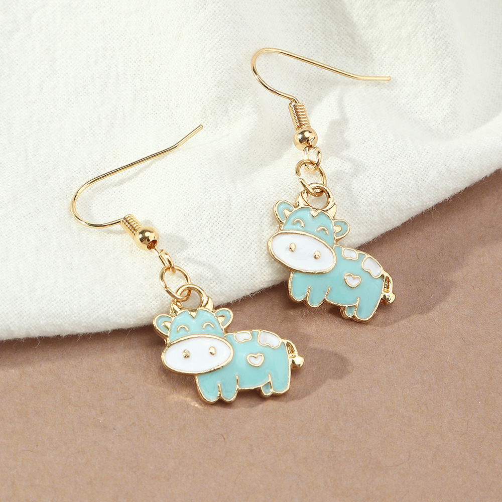 Cartoon Alloy Dripping Oil Soft Cute Little Cow Earring Ear Jewelry display picture 9