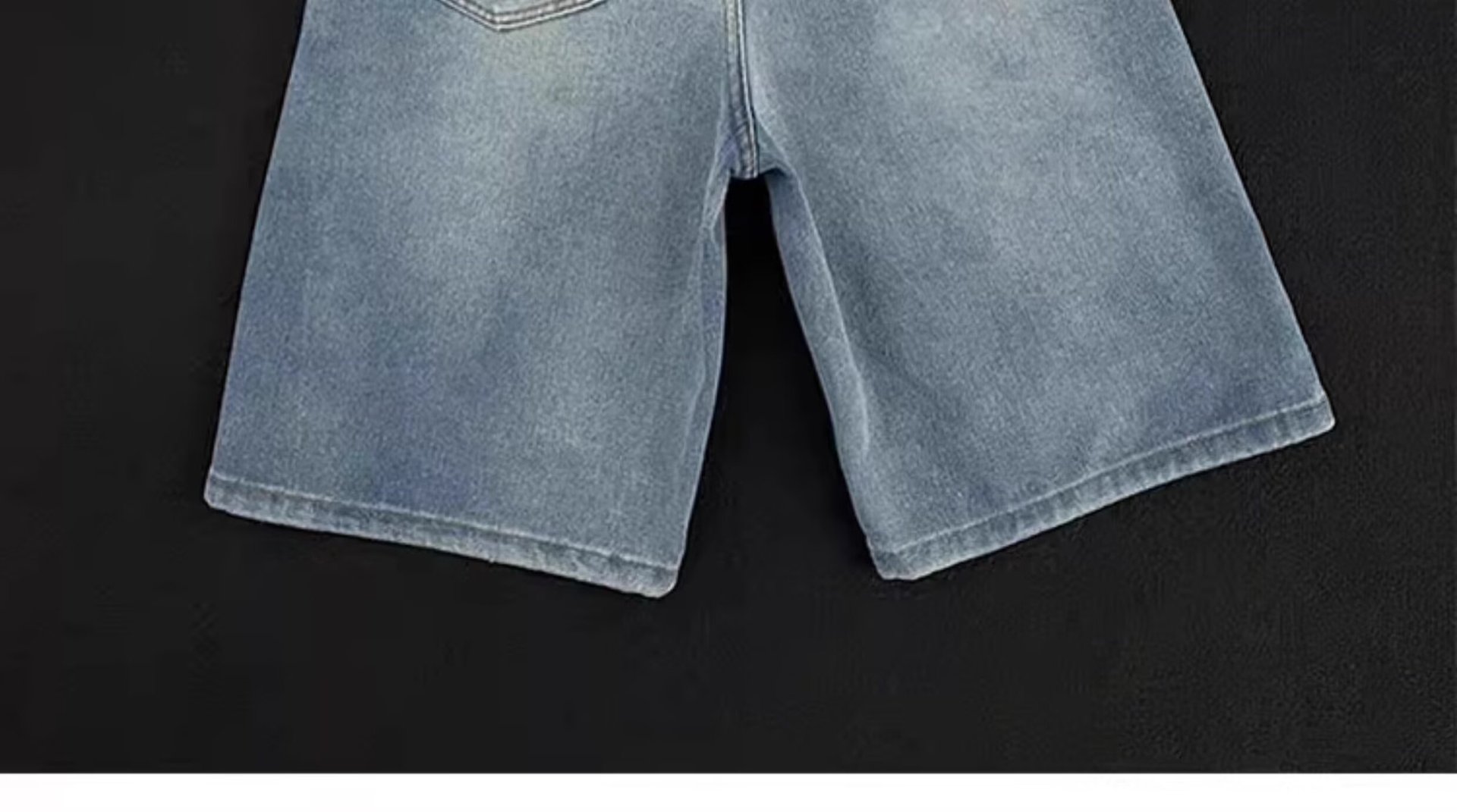 Men's Summer Distressed Denim Shorts Retro Trendy Loose Fit Straight Leg Five Point Mid Waist Long Cotton Jeans_mkmklike.com