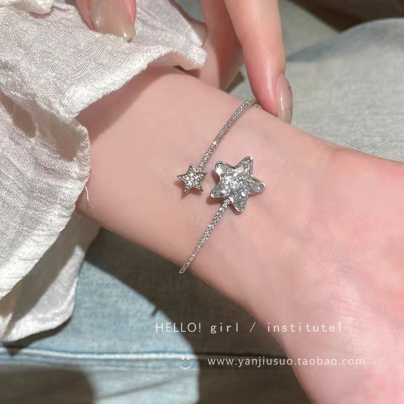 Super Fairy Crushed Ice Blue Star Bracelet for Women 2025 New Niche Stylish High-Looking Exquisite Versatile Hand Accessories