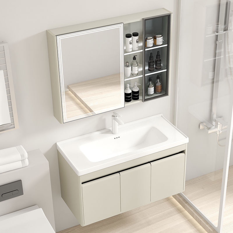 36 amplia crema de acero inoxidable lavabo baño gabinete combinación lavabo cerámica integrado pequeño apartamento Baño