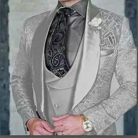 新款亚马逊速卖通独立站男士西服男三件套新郎伴郎婚礼大码西装男