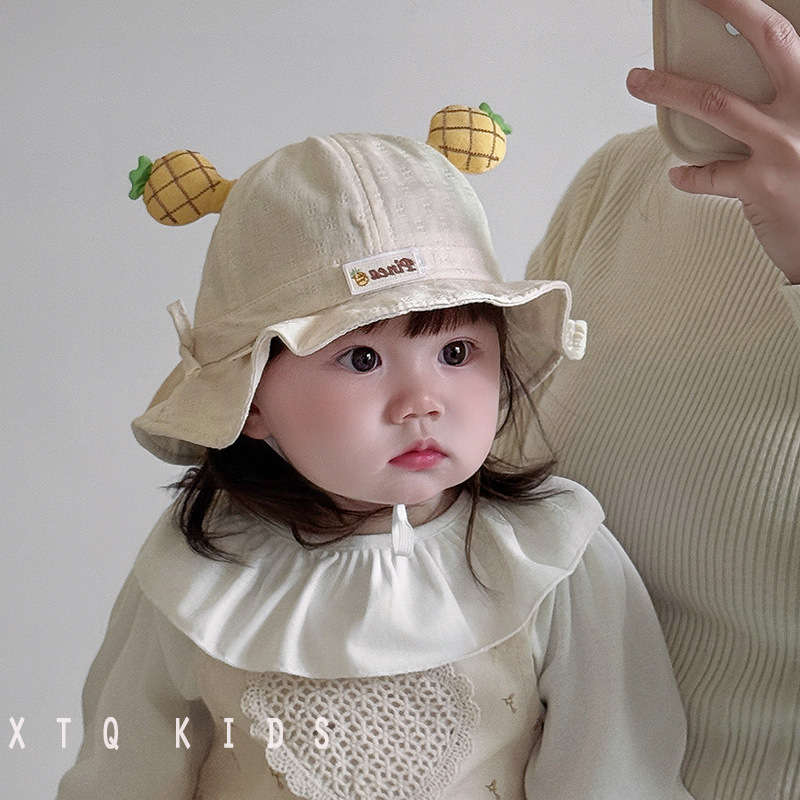 Baby pescador sombrero primavera y otoño delgada fruta de dibujos animados sombrero sombrero para niños sombrero versátil para niños y niñas pequeños meses
